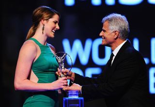 MARK-SPITZ-PRESENTS-MISSY-FRANKLIN-SPORTSWOMAN-OF-THE-YEAR-2014